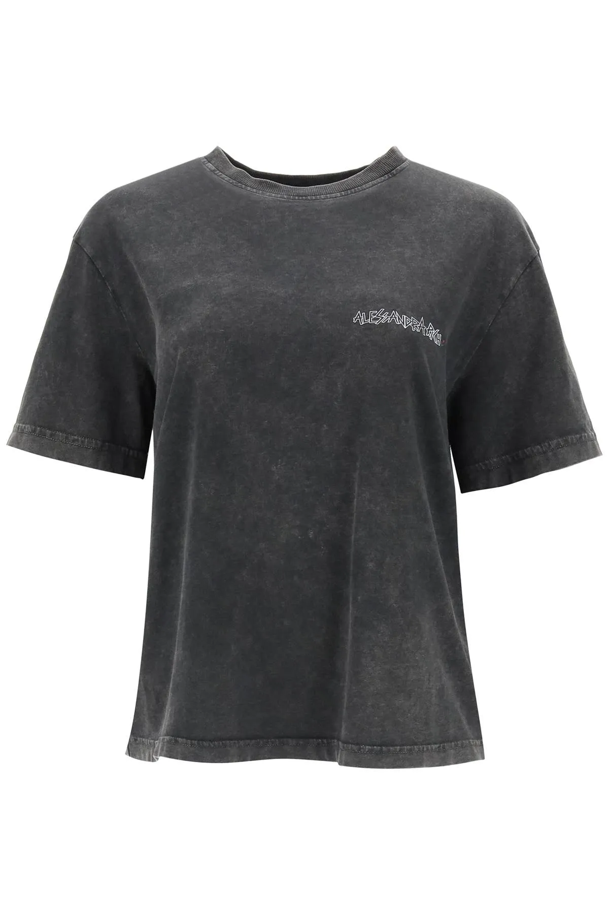 Alessandra Rich Oversized T-Shirt With Print And Rhinestones