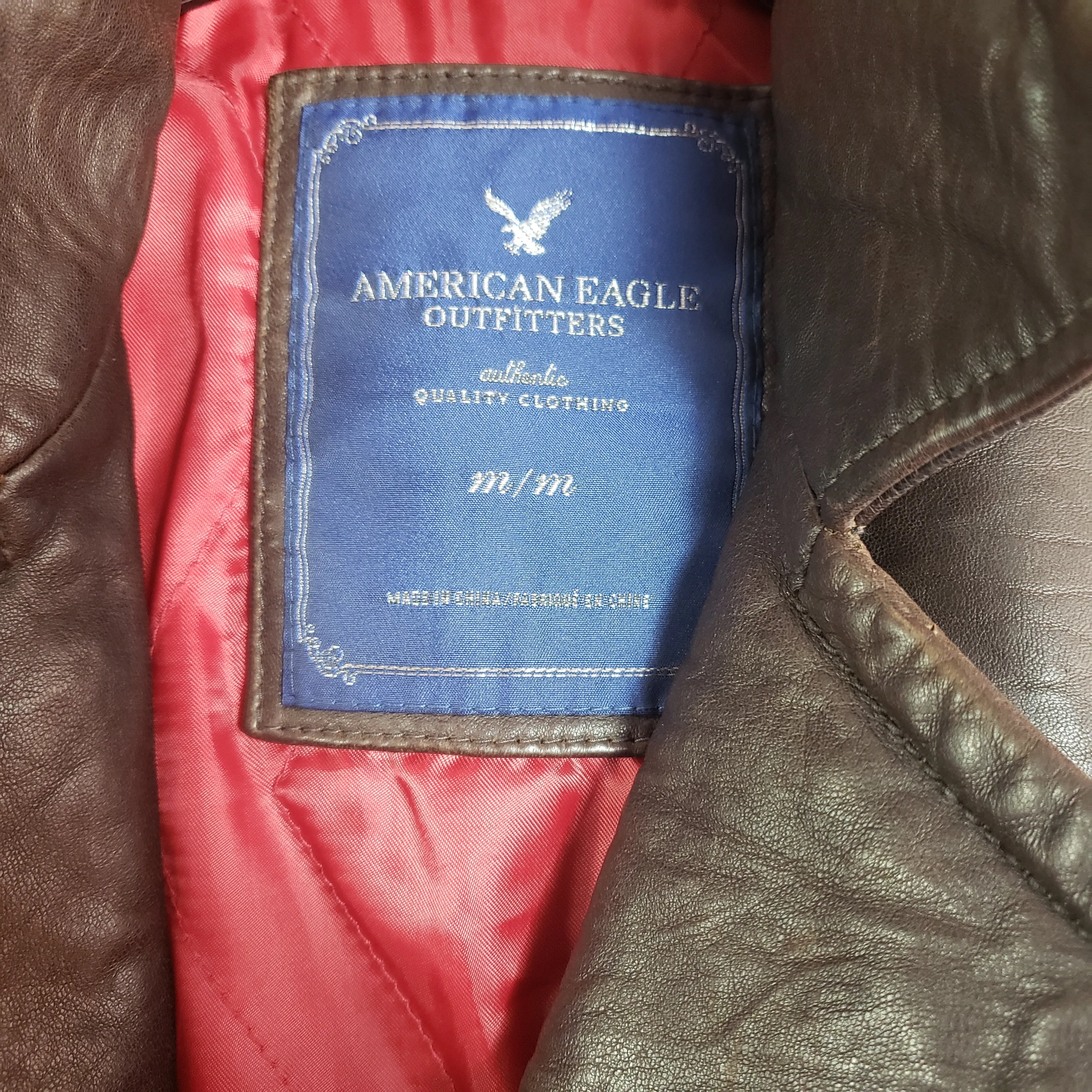 American Eagle Outfitters Brown Leather Motorcycle Jacket Size M