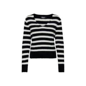 Black And White Polyester Sweater