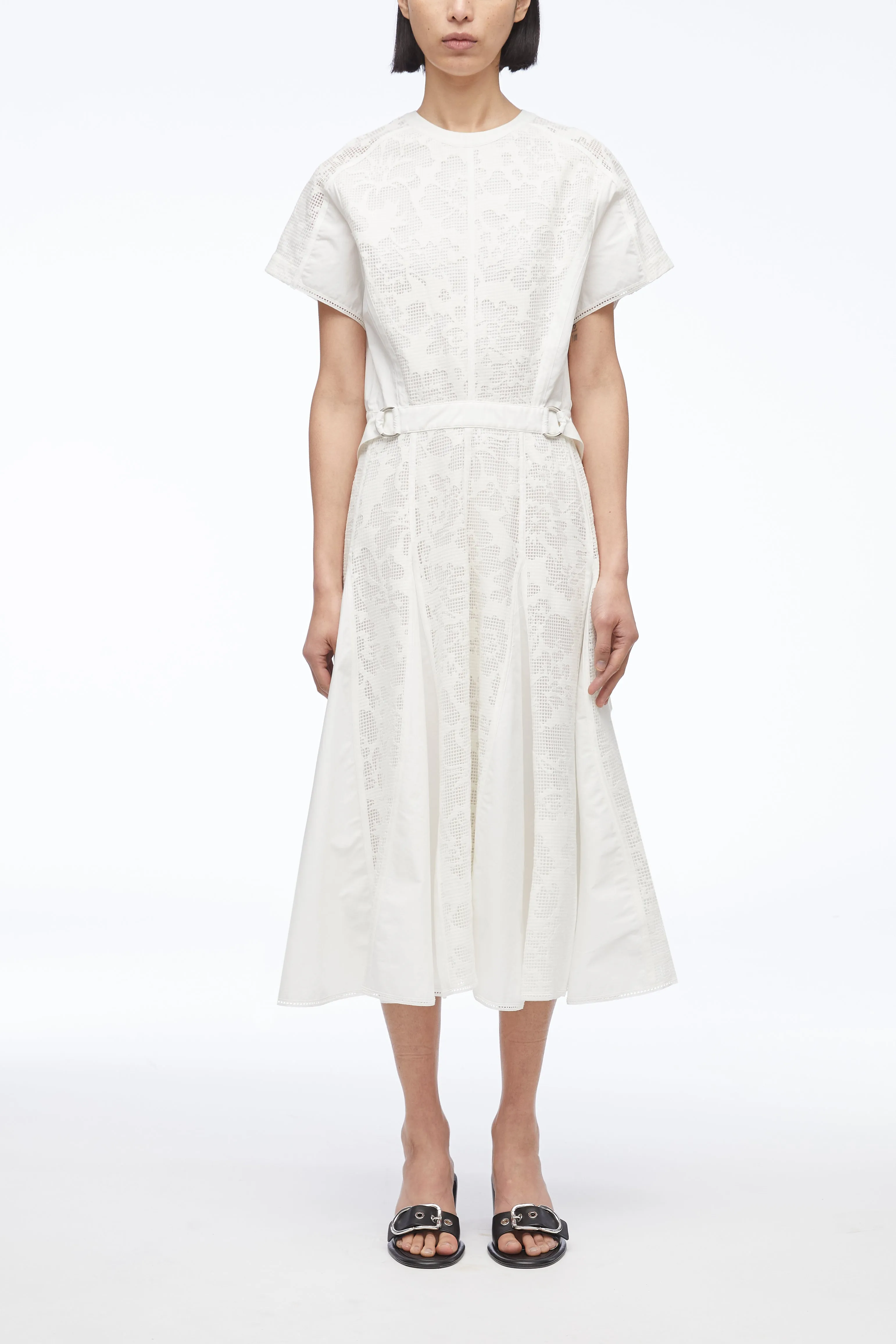Bonded Lace Pleated Combo Dress