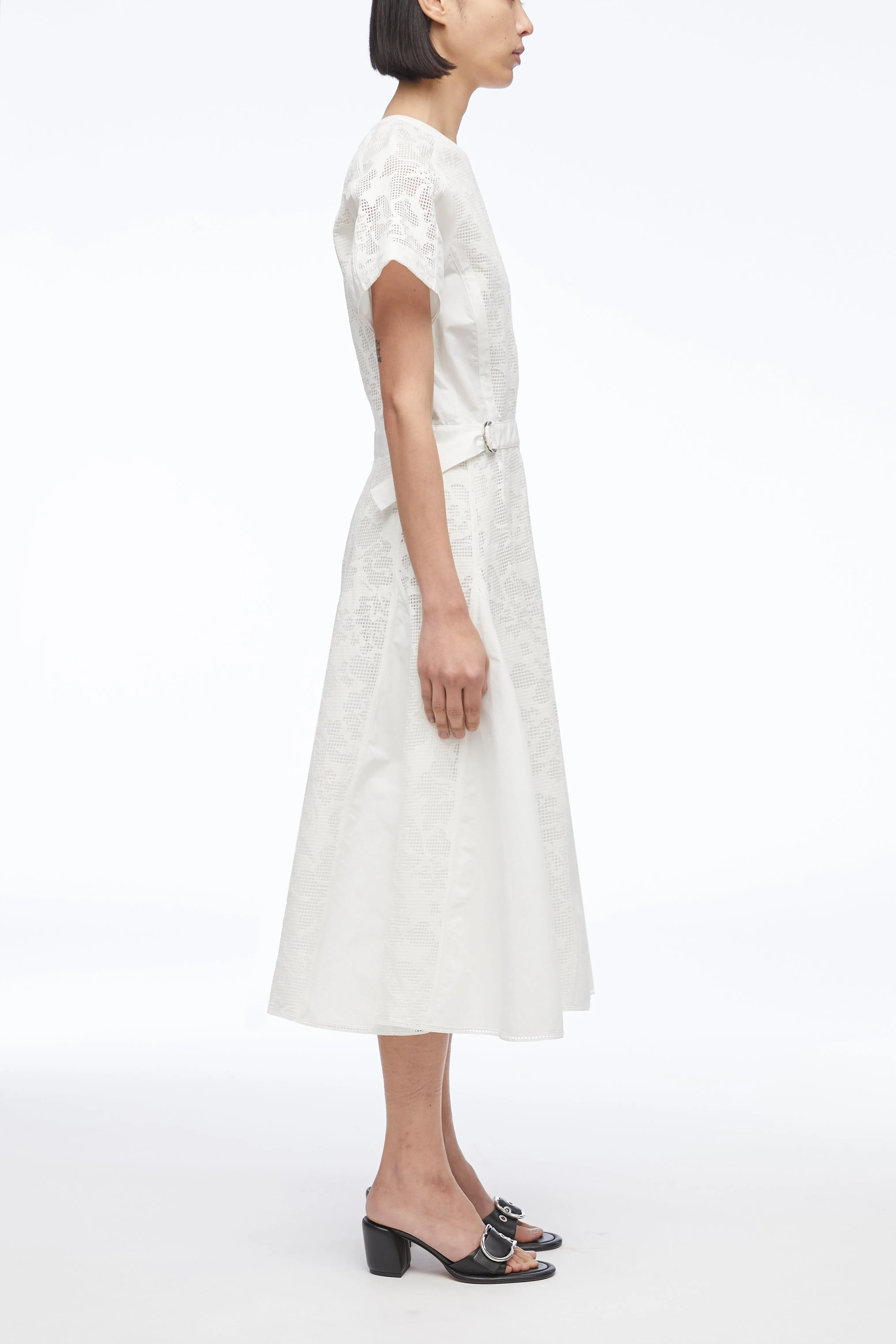 Bonded Lace Pleated Combo Dress