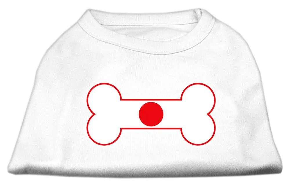 Bone Shaped Japan Flag Screen Print Shirts White L (14)