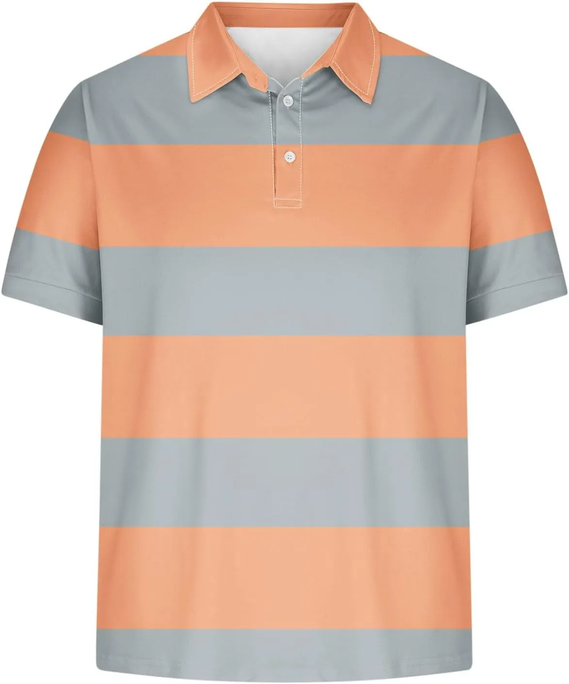Color Block Golf Shirts for Men Short Sleeve Regular Fit Moisture Wicking Performance Casual Striped Mens Polo Shirts
