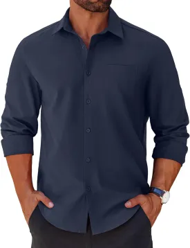 COOFANDY Mens Long Sleeve Button Down Shirts Casual Untucked Shirts for Men Dress Shirts Wedding Shirts