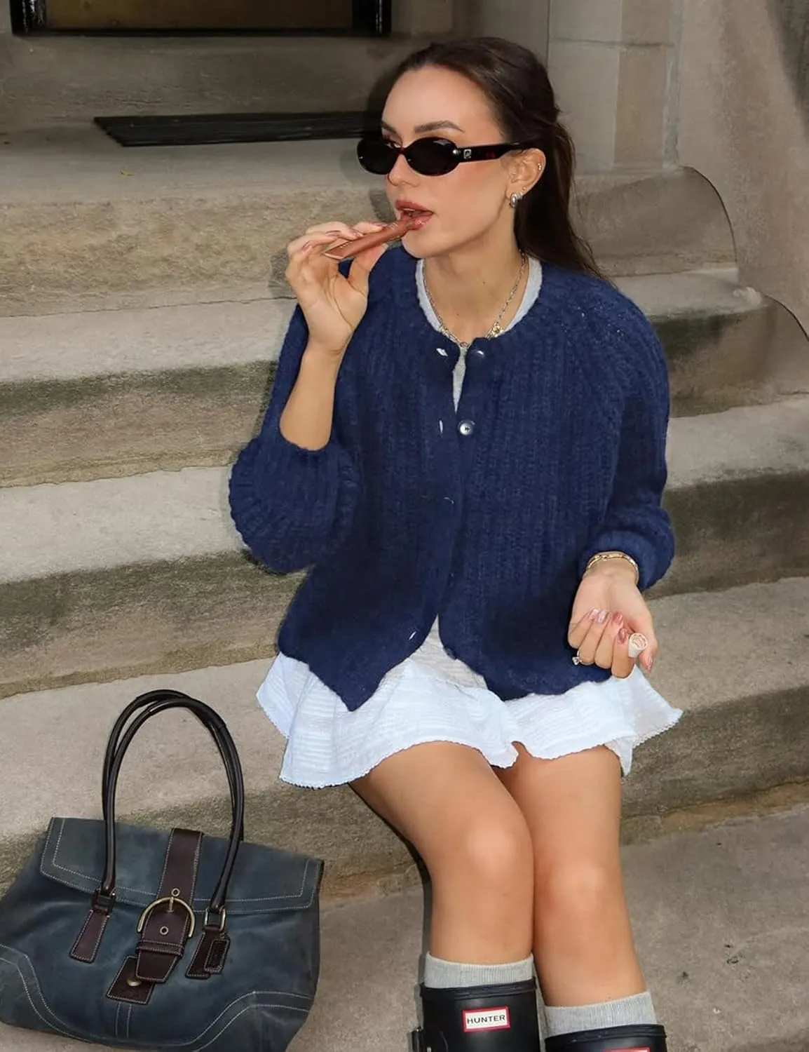 COZYPOIN Women Chunky Cardigan Open Front Sweater Long Sleeve Knitted Cardigan Button Down Outerwear Knitwear