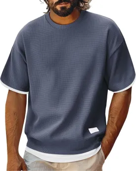 CRNTCEM Mens Crew Neck Oversized Workout T Shirts Loose Fit Athletic Running Streetwear Tees Summer Short Sleeve T-Shirts