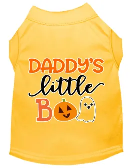 Daddy's Little Boo Screen Print Dog Shirt Yellow Xl