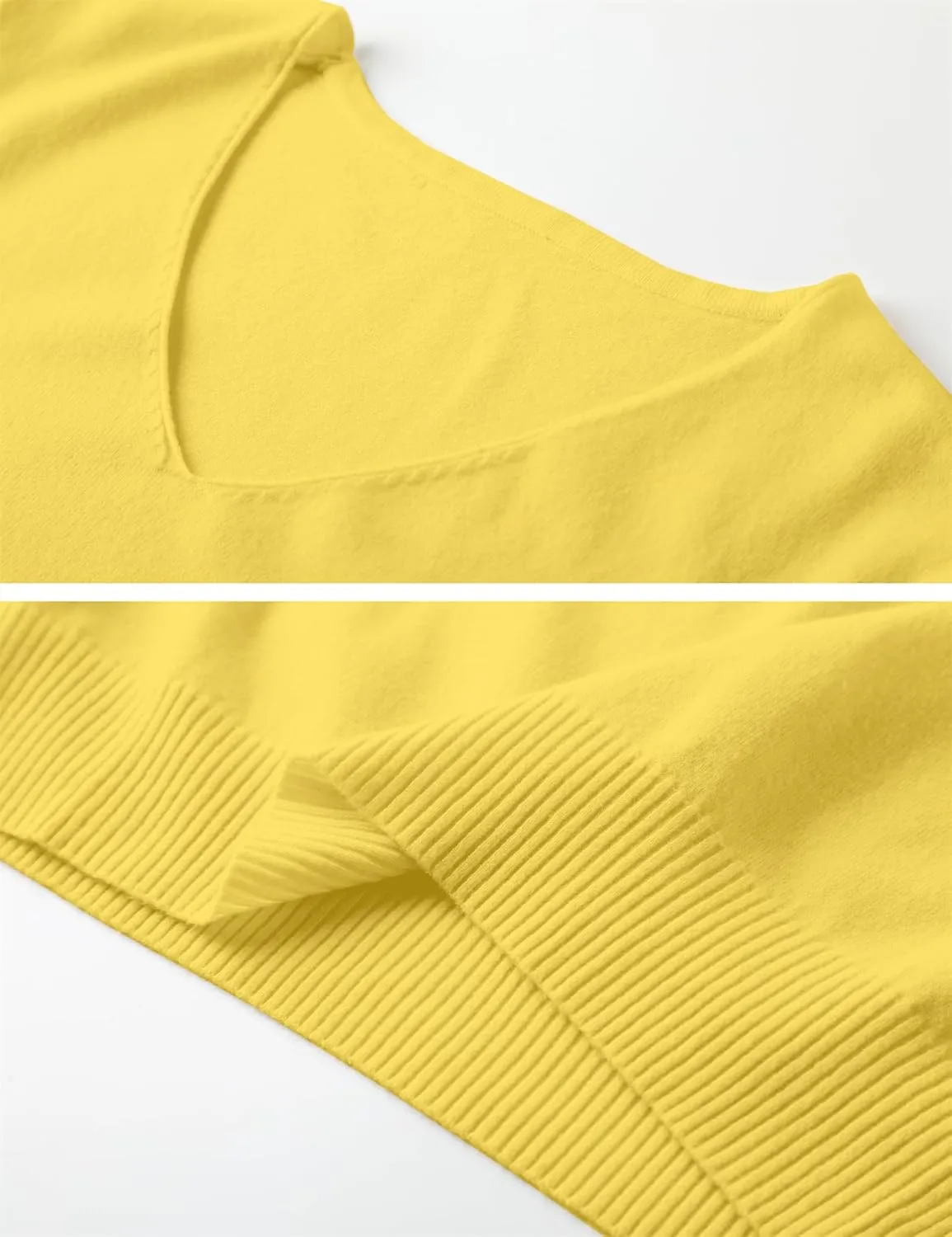 DAIMIDY Women's Short Sleeve V Neck Sweaters Casual Summer Sweater Lightweight Knit Pullover Tops