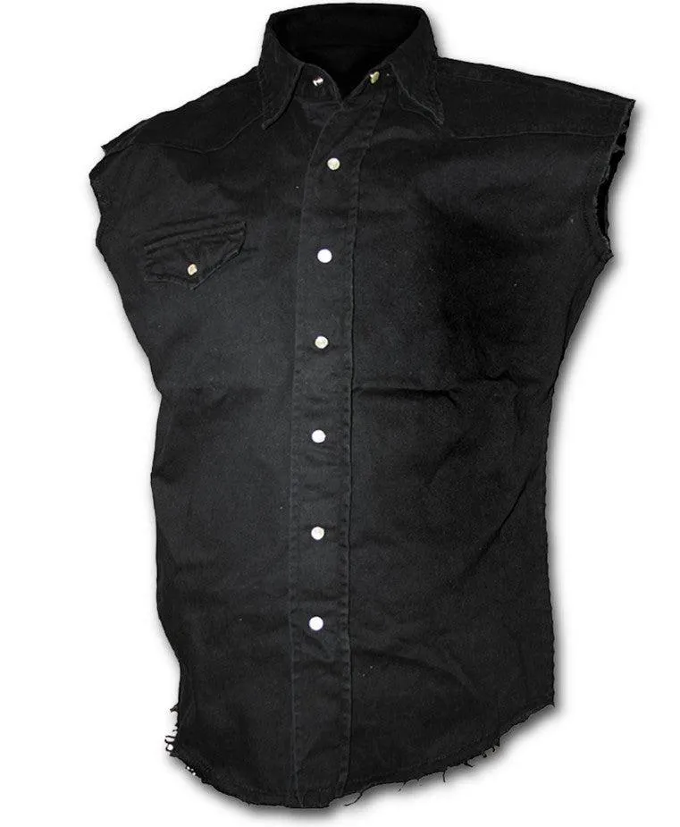 Dark Art Cult - PENTAGRAM BAPHOMET- Sleeveless Workers Shirt - Black