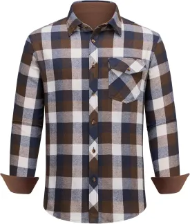 DEMEANOR Mens Flannel Shirts Long Sleeve Plaid Button Down Shirt Cotton Flannel Shirt for Men Shirts Casual Work Shirts