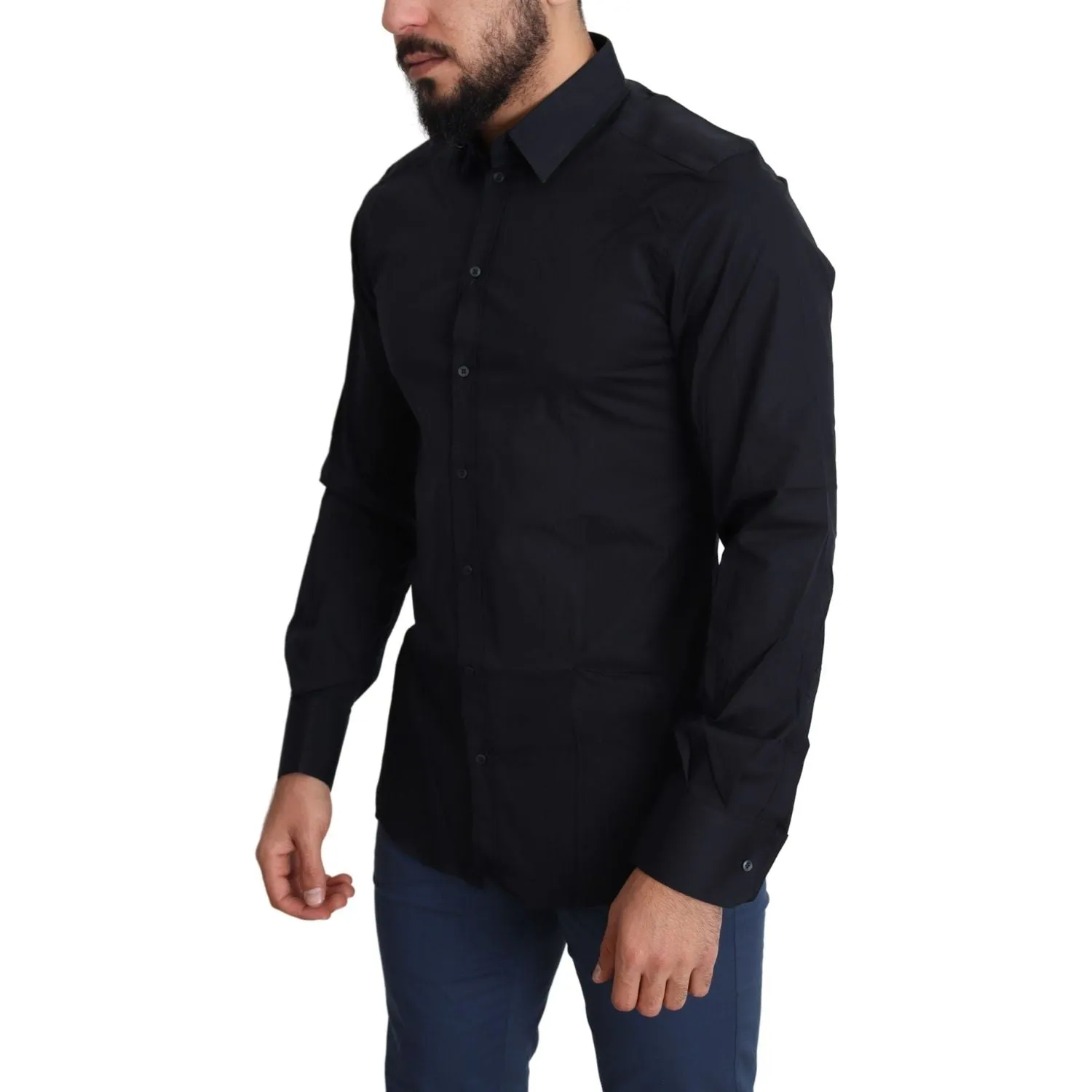 Dolce & Gabbana Sleek Black Slim Fit Cotton Stretch Dress Shirt
