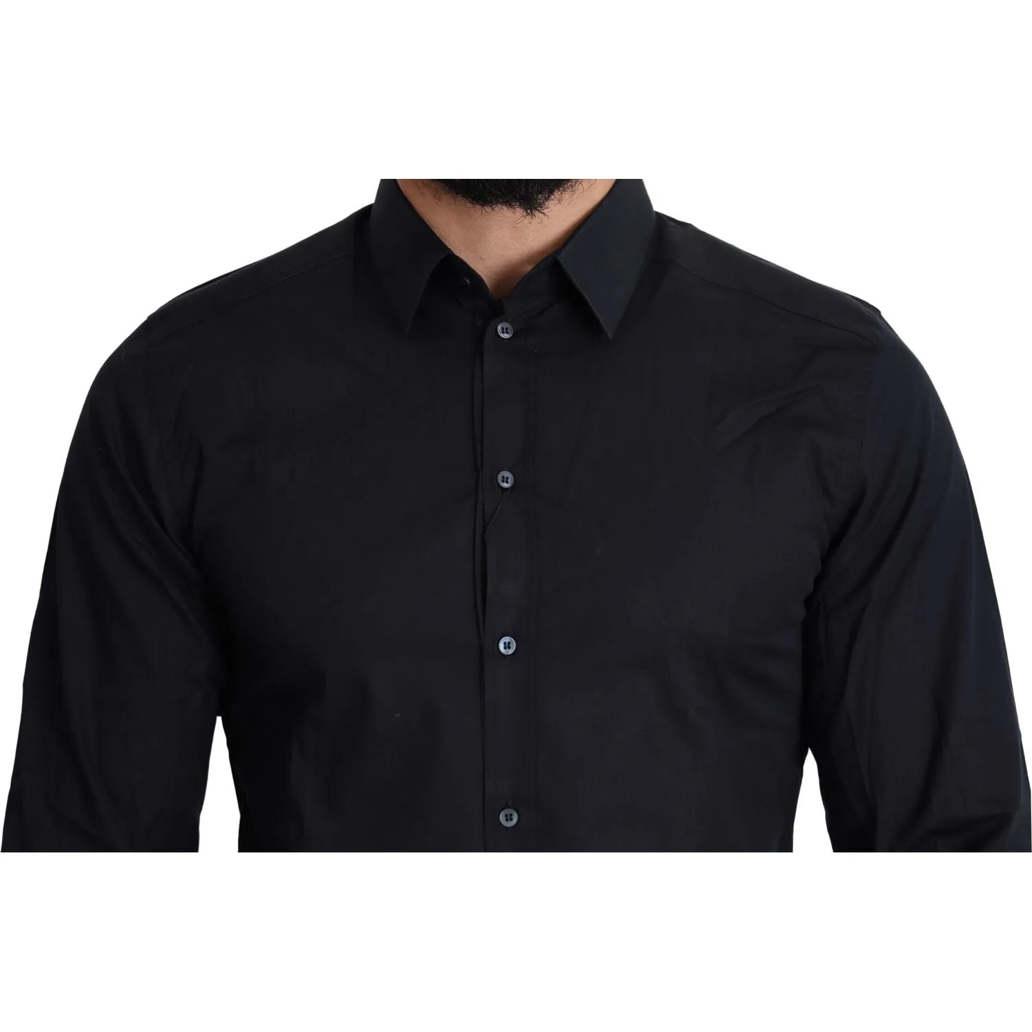 Dolce & Gabbana Sleek Black Slim Fit Cotton Stretch Dress Shirt