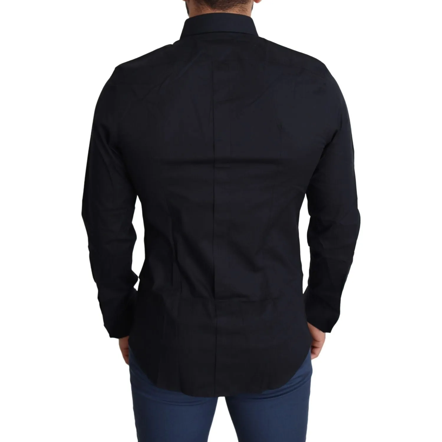 Dolce & Gabbana Sleek Black Slim Fit Cotton Stretch Dress Shirt
