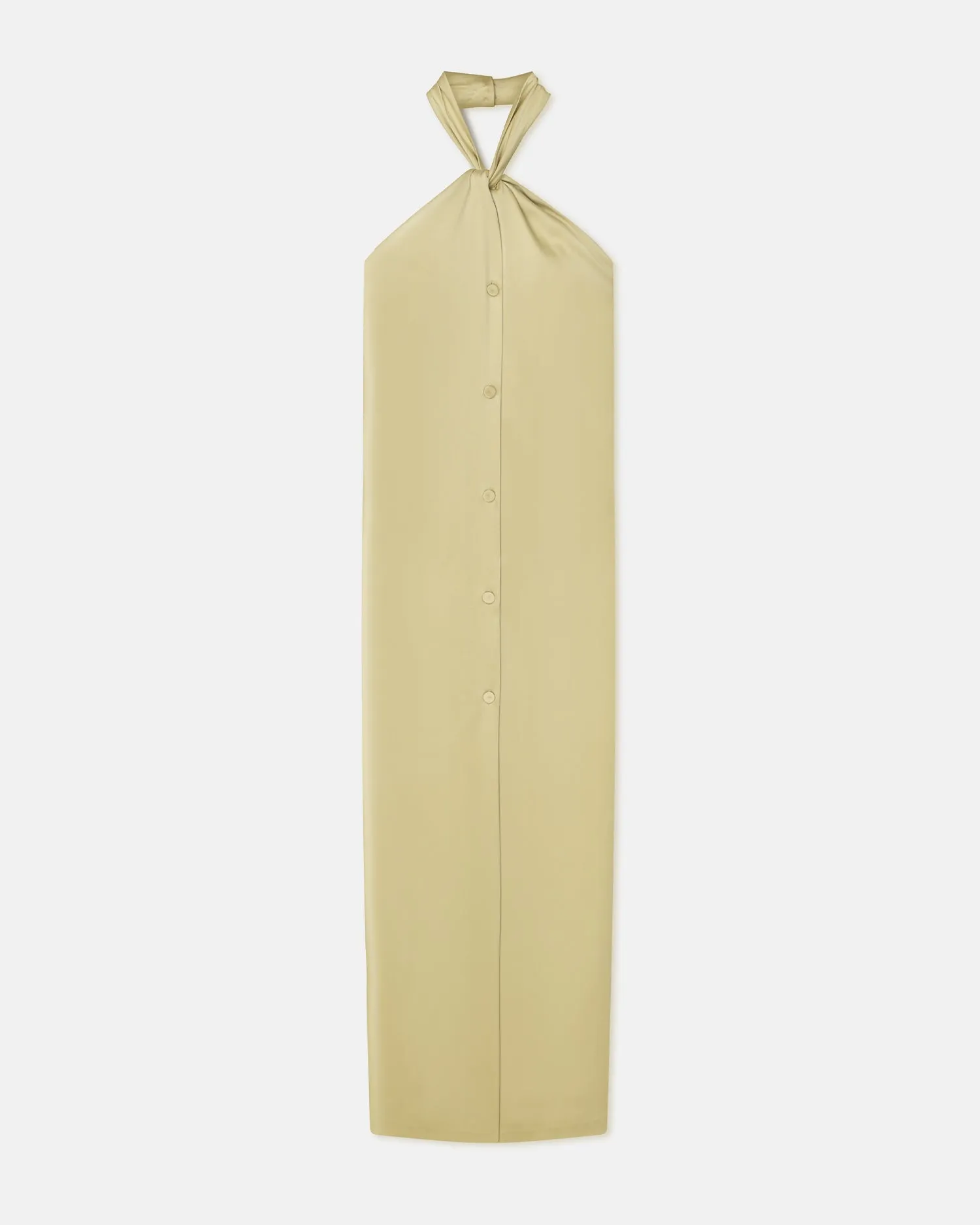 Elima - Slip Satin Halterneck Dress - Lime Yellow