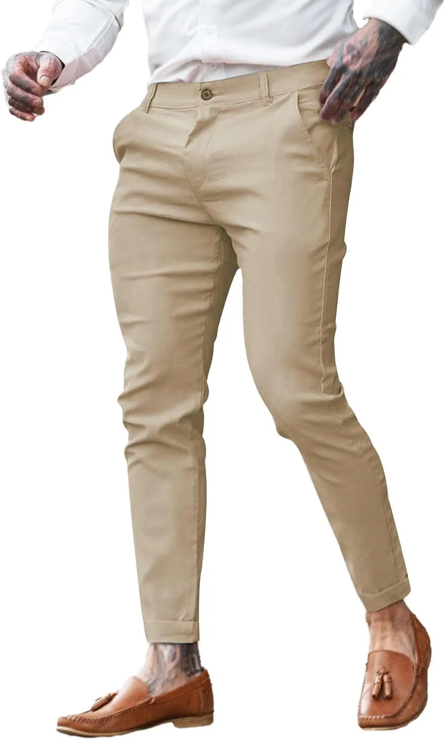 GINGTTO Mens Dress Pants Slim Fit Chino Pants for Men Stretch
