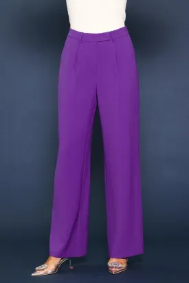 Grape Pintuck Wide Leg Trouser