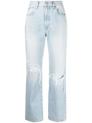 high-rise straight-leg jeans