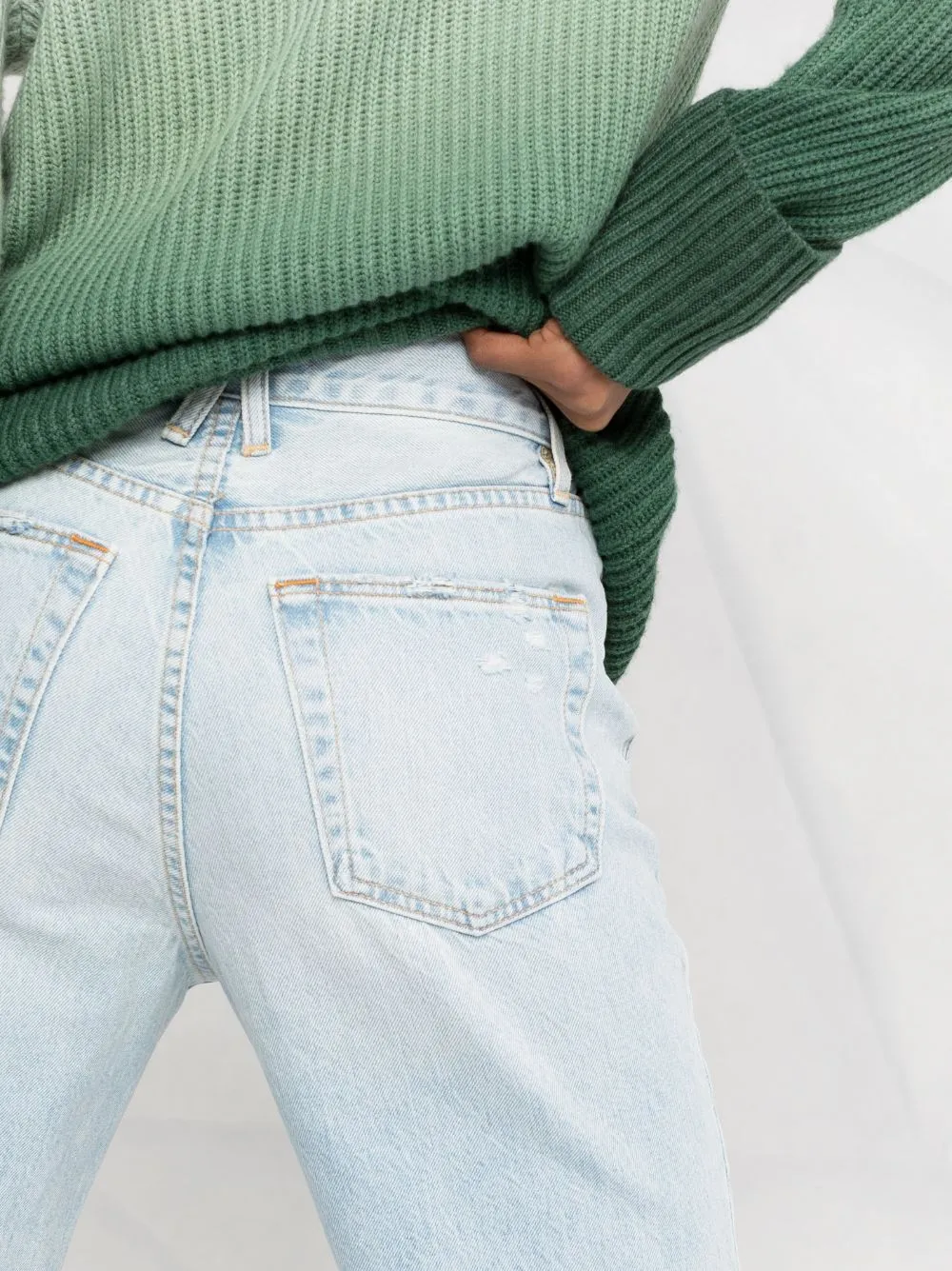 high-rise straight-leg jeans