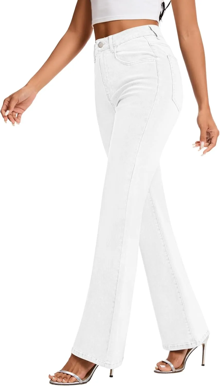 High Waist Flare Jeans for Women Stretchy Vintage Washed Bell Bottom Slim Bootcut Jeans Denim Pants