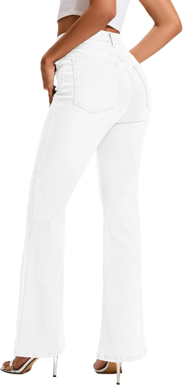 High Waist Flare Jeans for Women Stretchy Vintage Washed Bell Bottom Slim Bootcut Jeans Denim Pants
