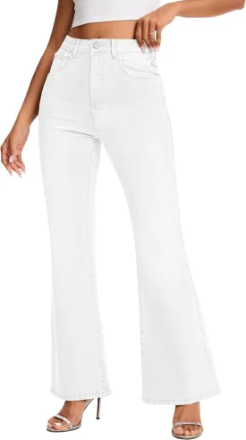 High Waist Flare Jeans for Women Stretchy Vintage Washed Bell Bottom Slim Bootcut Jeans Denim Pants