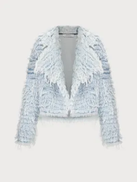 Light Blue Denim Fur Jacket
