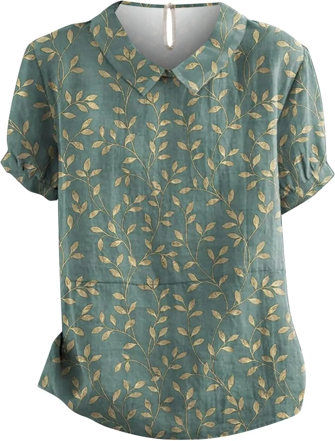 Linen Tunic Tops for Women Solid Color Tees Women Short Sleeve Button Down Up Shirt Casual Collared V Neck Tops Short