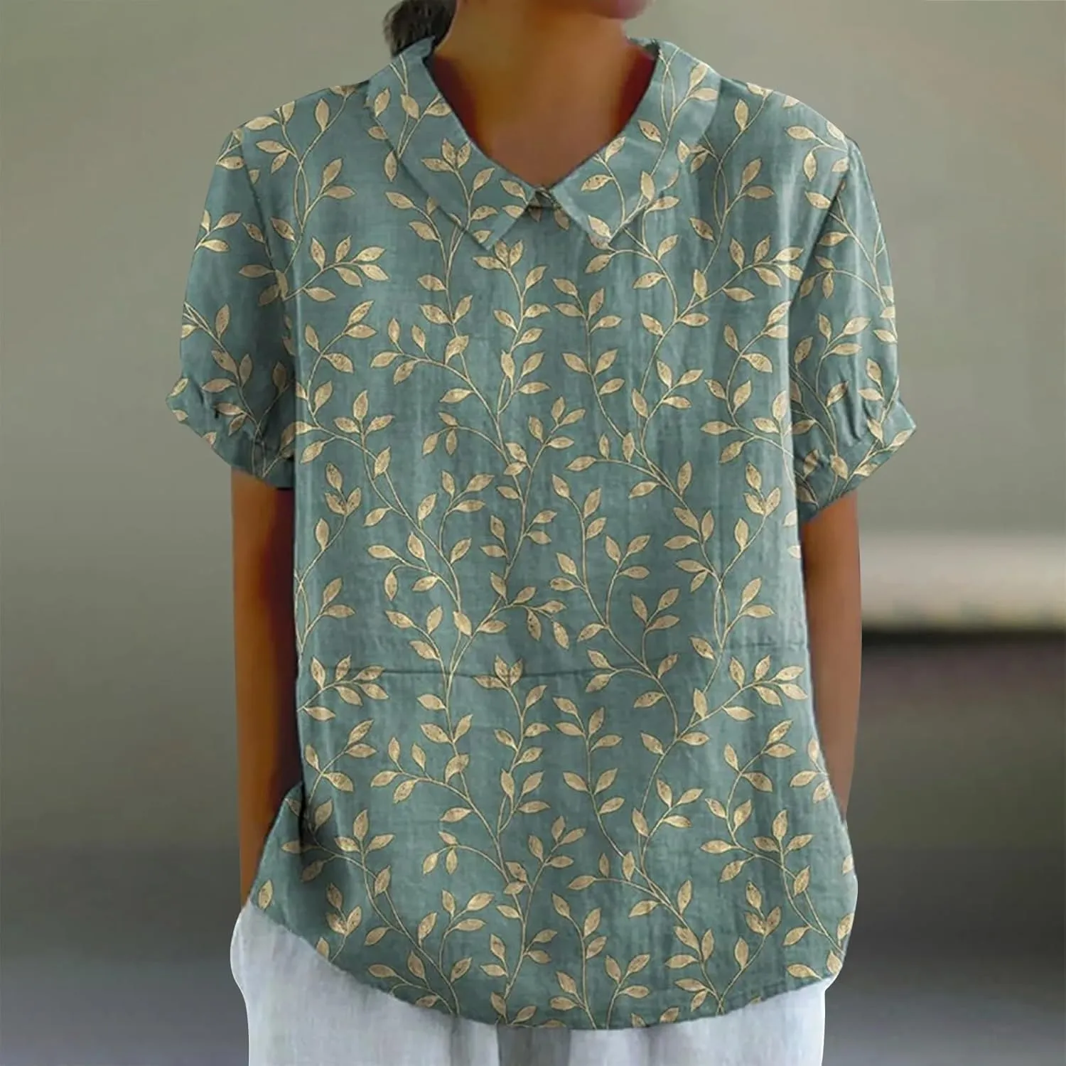 Linen Tunic Tops for Women Solid Color Tees Women Short Sleeve Button Down Up Shirt Casual Collared V Neck Tops Short