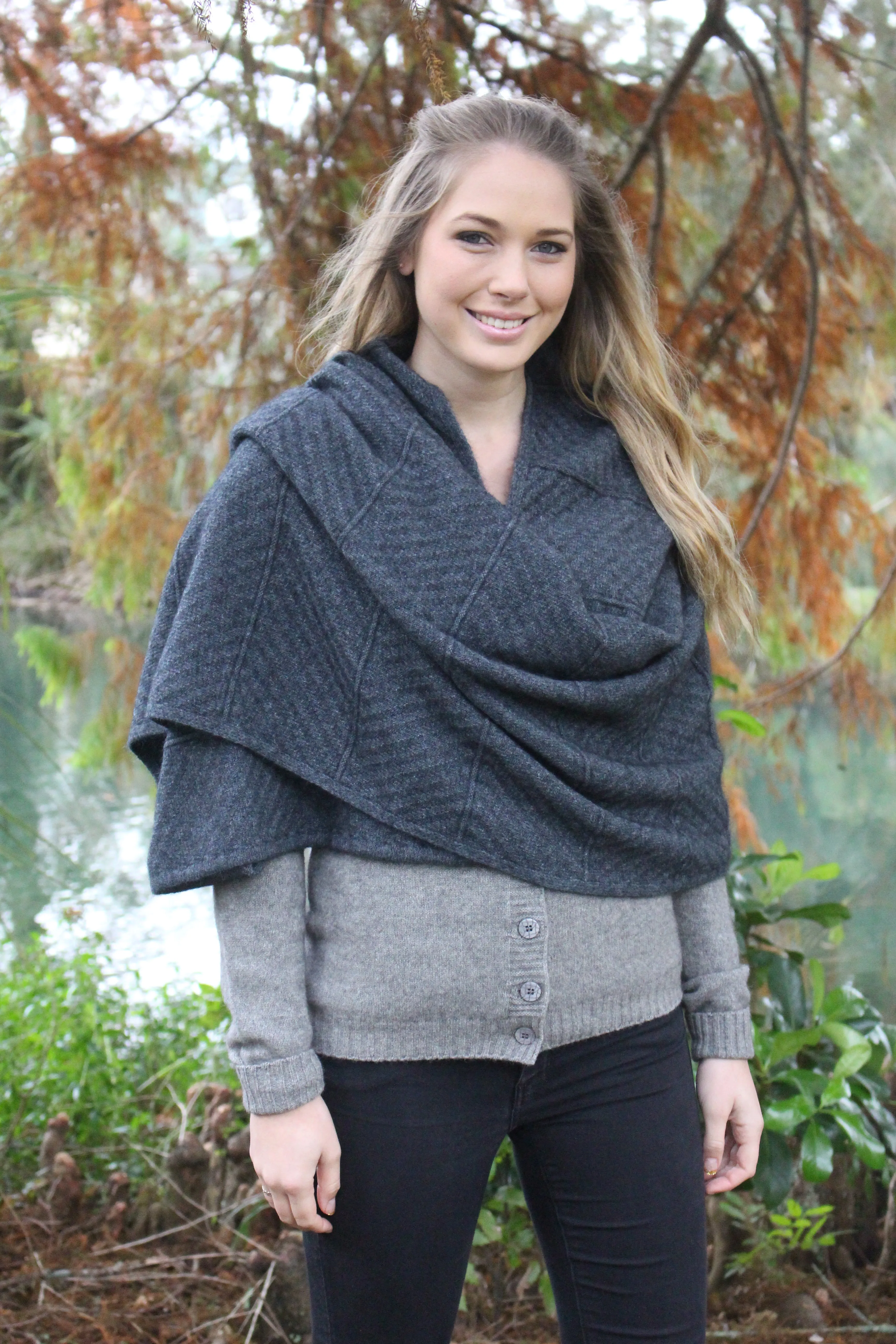 Lothlorian - Chevron Wrap in Merino Wool & Possum Fur