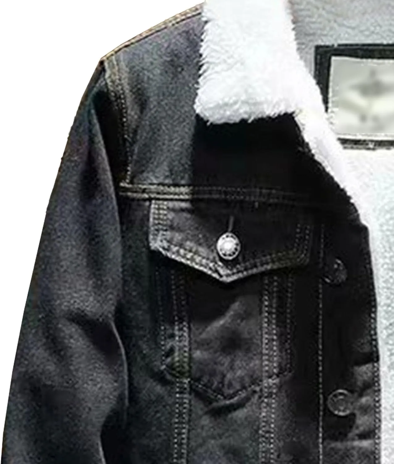 Men Fur Collar Lined Denim Jacket Sherpa Windbreaker Cotton Jean Jackets Winter Fleece Cargo Cowboy Coat