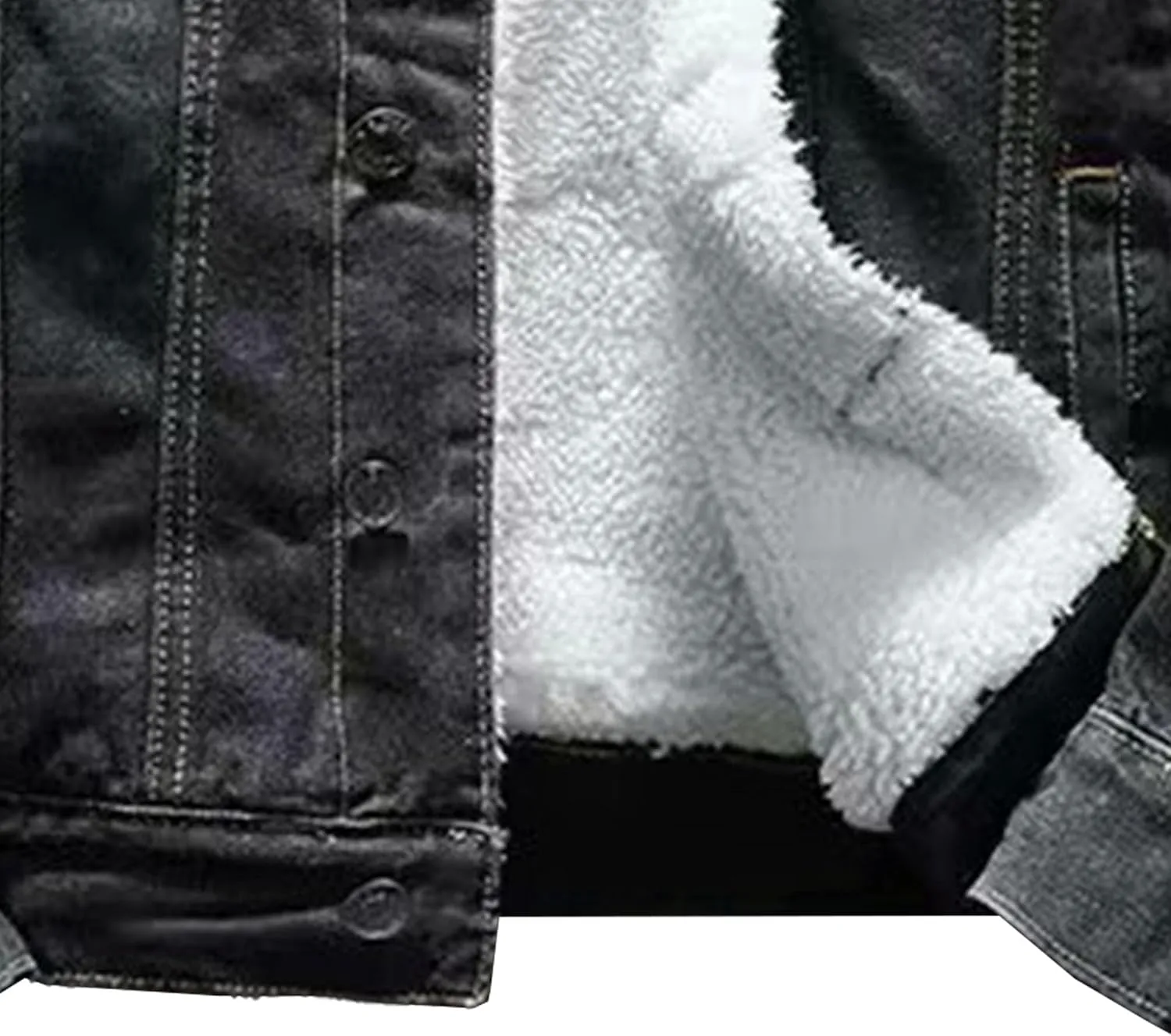 Men Fur Collar Lined Denim Jacket Sherpa Windbreaker Cotton Jean Jackets Winter Fleece Cargo Cowboy Coat