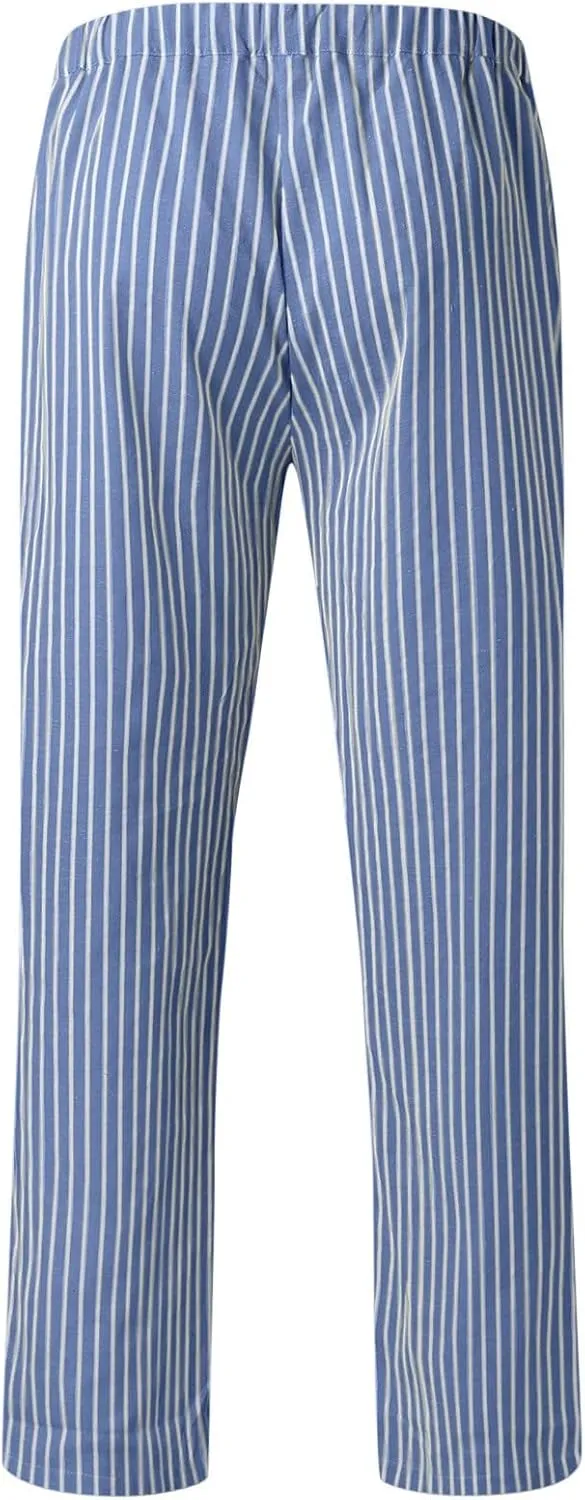Mens Casual Linen Elastic Waist Drawstring Lightweight Loose Fit with Pockets Summer Beach Yoga Trouser Pants