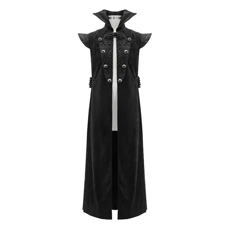 Men's Gothic Stand Collar Chinese Button Long Capes