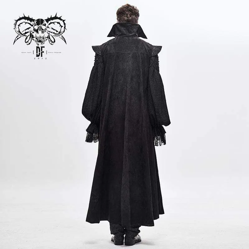 Men's Gothic Stand Collar Chinese Button Long Capes