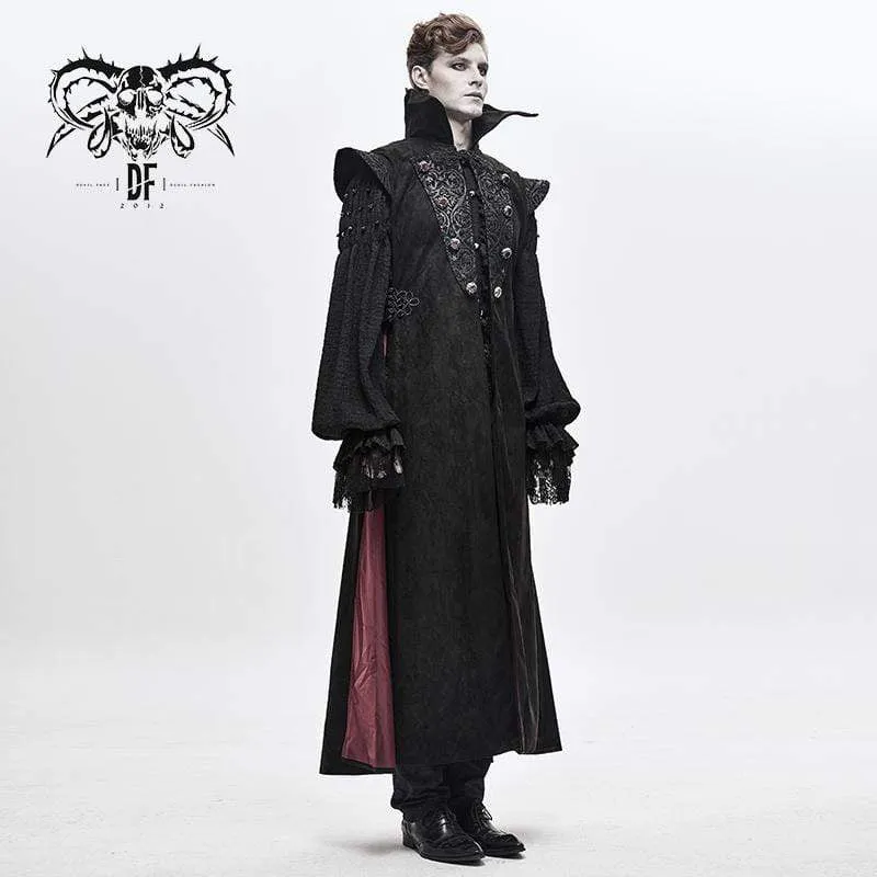 Men's Gothic Stand Collar Chinese Button Long Capes