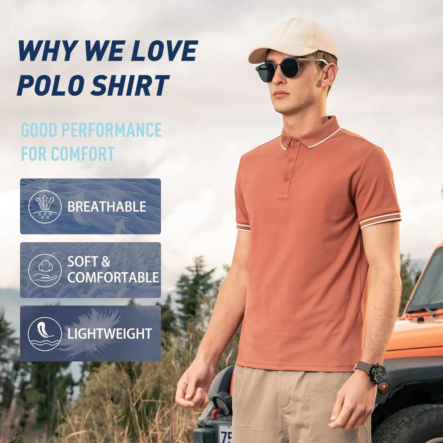 Men's Polo Shirts Casual Short Sleeve Button Down Shirts Classic Stripe Golf Polo Collared Work Shirts