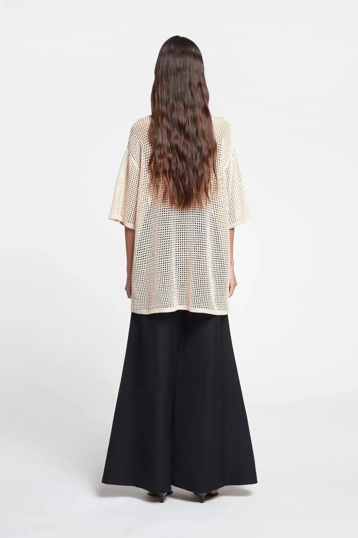 Nanushka Estienne Oversized Crochet Top - Cream