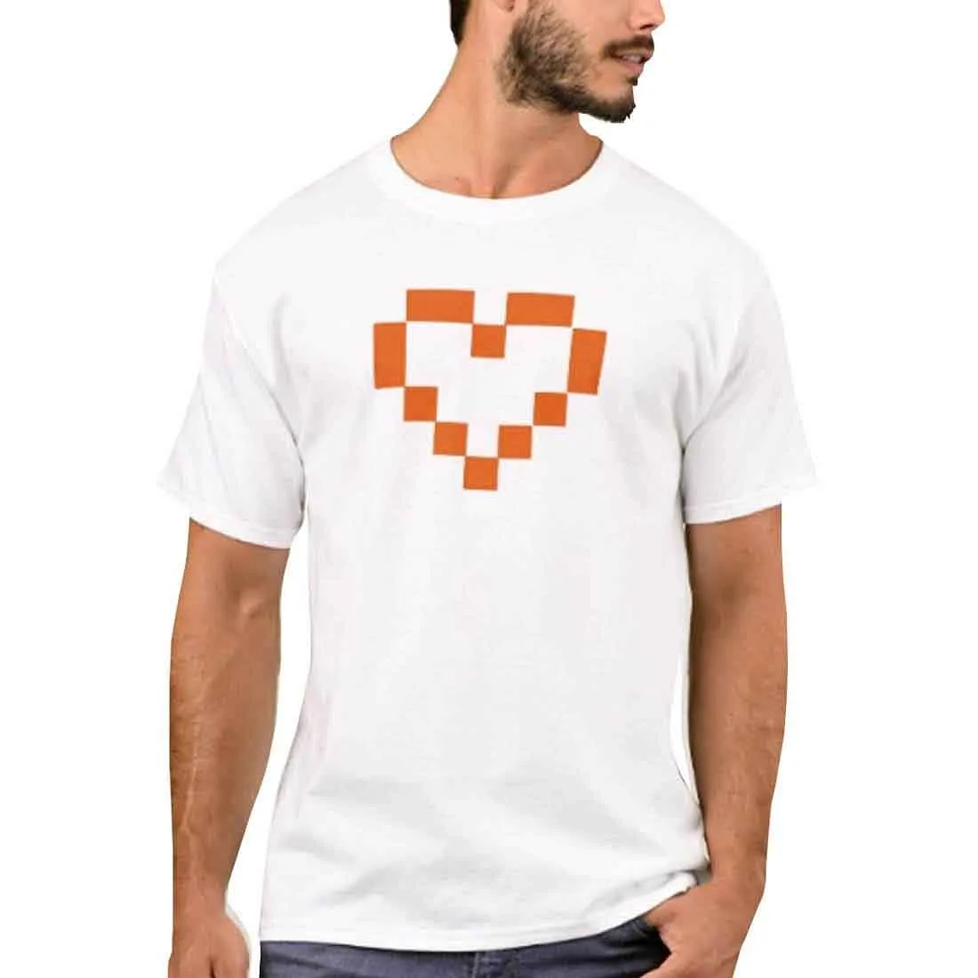 Nutcase Designer Round Neck Men's T-Shirt Wrinkle-Free Poly Cotton Tees - 8 Bit Heart