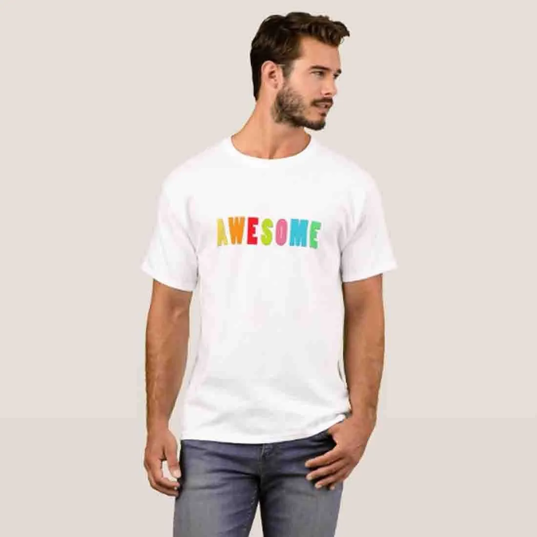 Nutcase Designer Round Neck Men's T-Shirt Wrinkle-Free Poly Cotton Tees - Awesome