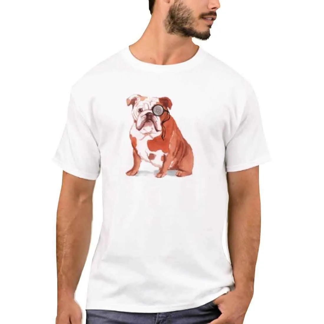 Nutcase Designer Round Neck Men's T-Shirt Wrinkle-Free Poly Cotton Tees - Brit Bulldog