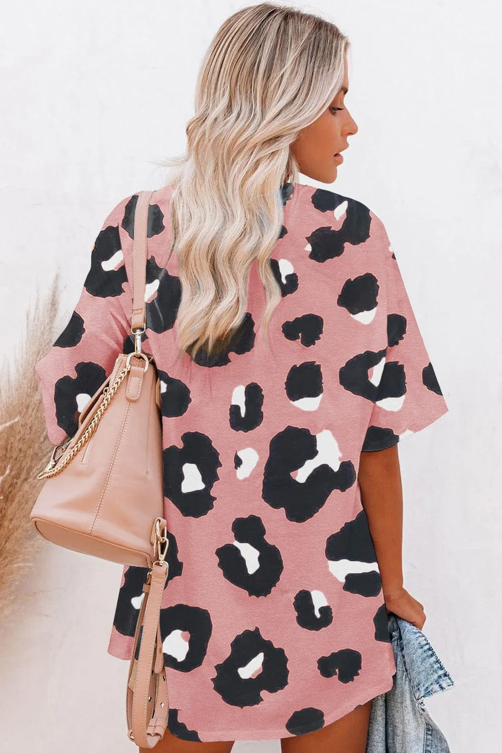 Pink Boyfriend Leopard Print Oversized T Shirt