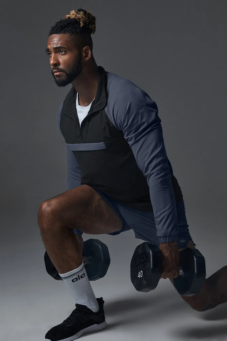 Ripstop 1/4 Zip On-Set Jacket - Black/Bluestone