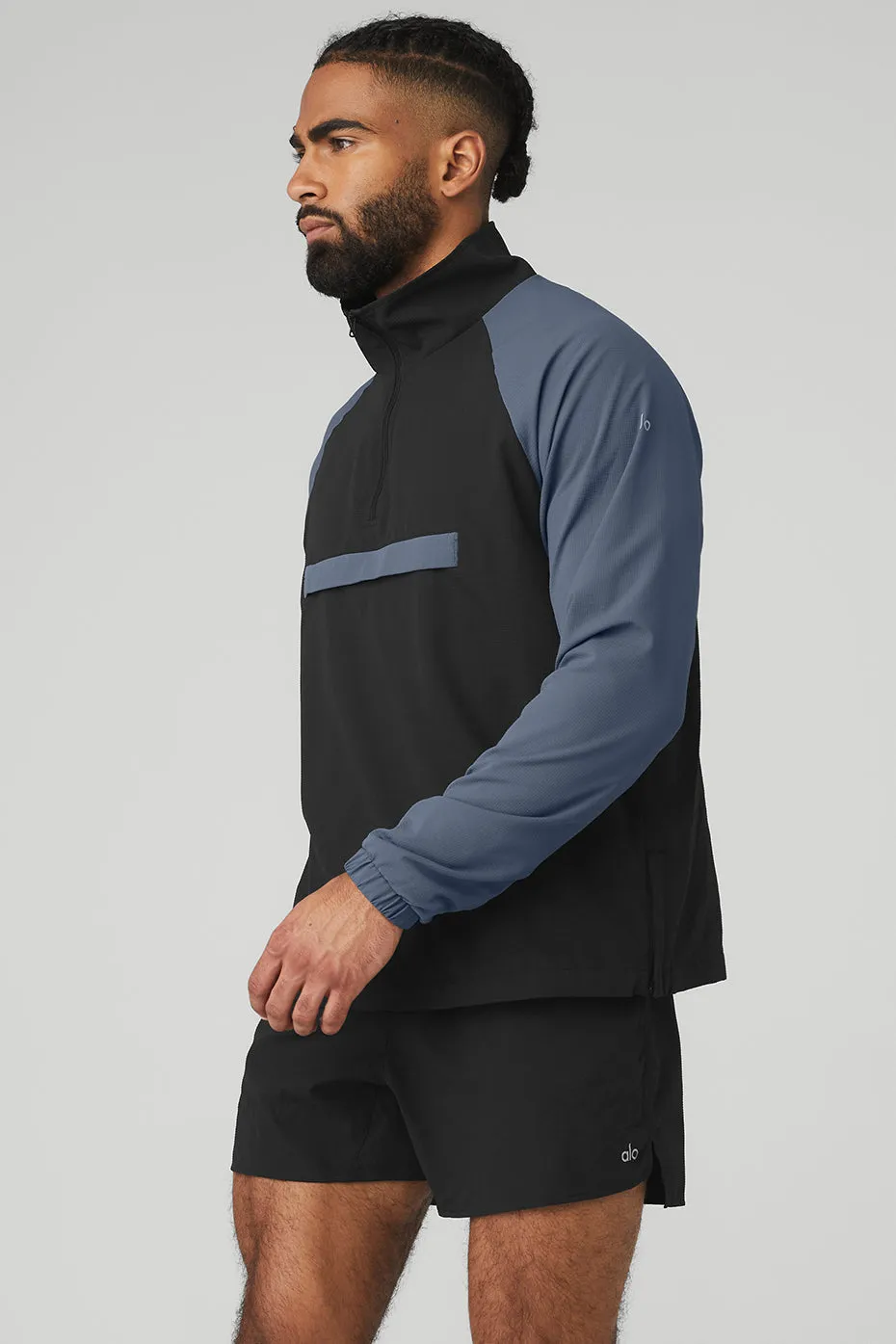 Ripstop 1/4 Zip On-Set Jacket - Black/Bluestone
