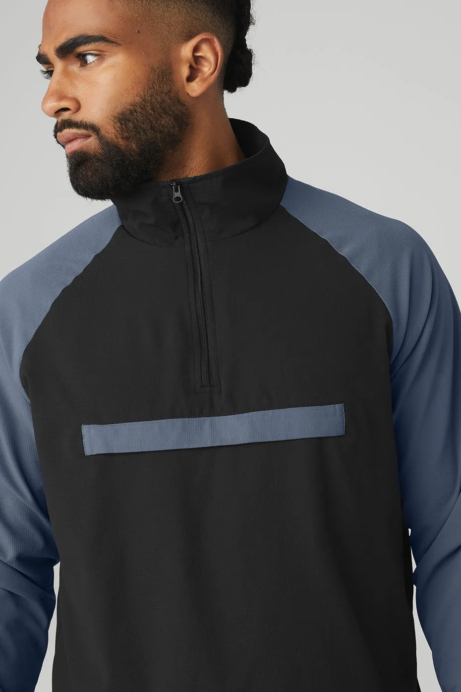 Ripstop 1/4 Zip On-Set Jacket - Black/Bluestone