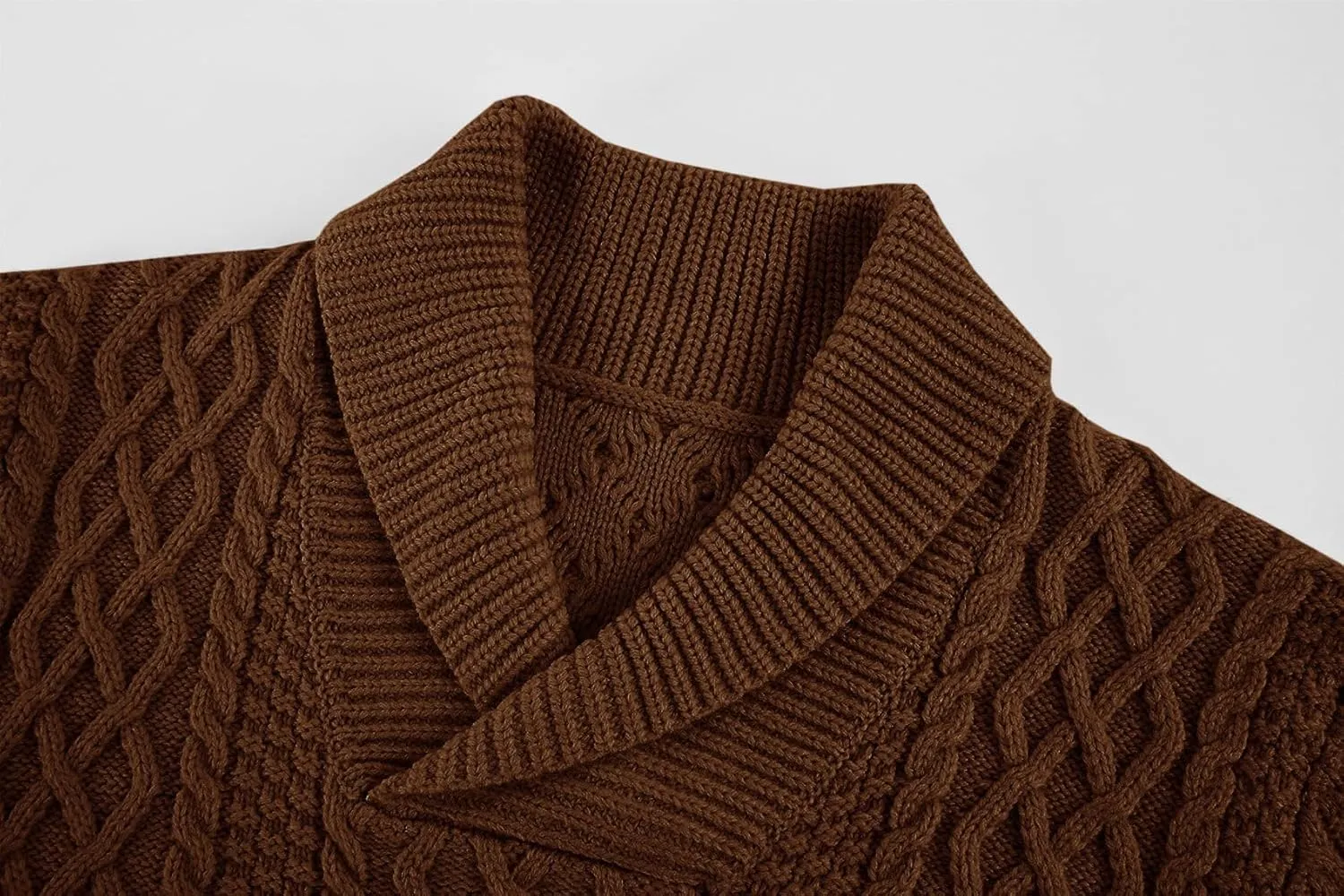 Runcati Mens Shawl Collar Sweaters Casual Cable Knit V-Neck Slim Fit Fall Winter Lightweight Pullover Sweater Knitwear