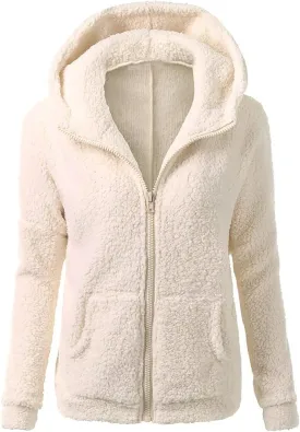 Sherpa Jackets For Women Winter Coats Faux Fur Lined Hooides Oversized Fluffy Fuzzy Fleece Jacket Casual Warm Outerwear