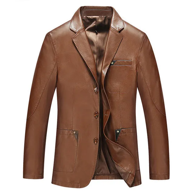 Spring and autumn blazer male sheepskin suit tops genuine split leather slim jacket
