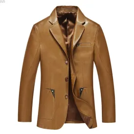 Spring and autumn blazer male sheepskin suit tops genuine split leather slim jacket