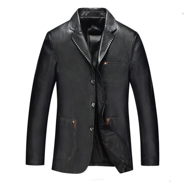 Spring and autumn blazer male sheepskin suit tops genuine split leather slim jacket