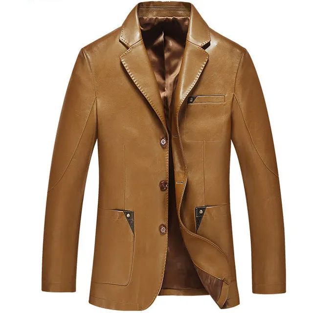 Spring and autumn blazer male sheepskin suit tops genuine split leather slim jacket